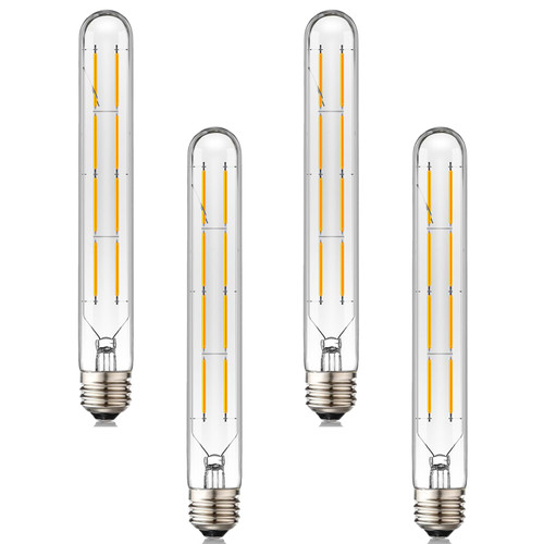 T10 Led Long Bulbs,8W Dimmable Tubular Bulb,75 Watt Equivalent,E26 Edison Style Vintage LED Filament Light Bulb,3000K Soft White,8.9in(225mm),4-Pack.