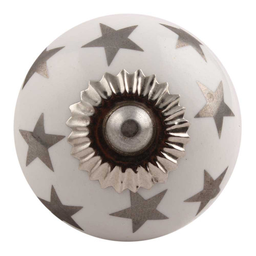 Indian Shelf 4 Pieces Knobs for Dresser Drawers | Star Decorative Dresser Knobs | Silver Bedroom Dresser Knobs and Pulls | Ceramic Kitchen Cabinet Drawer Pulls | Fancy Knobs | Cabinet Knobs Modern