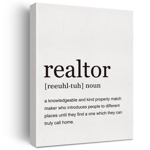 LEXSIVO Realtor Definition Print Canvas Wall Art Home Office Decor Modern Realtor Quote Painting 12x15 Canvas Poster Framed Ready to Hang Artwork
