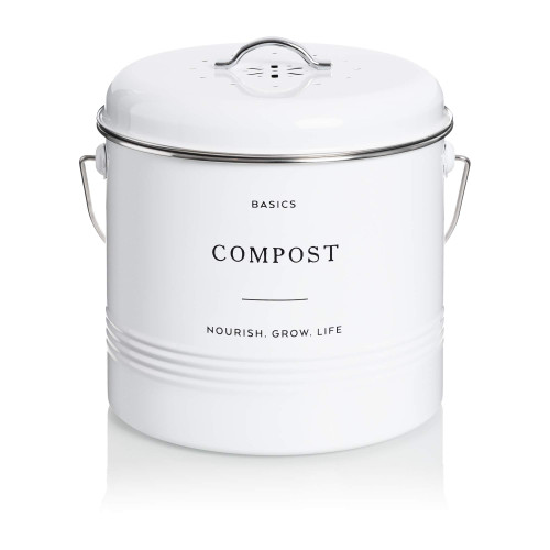 D'Lifeful Compost Bin Kitchen - 1.3 Gallon Odorless Indoor Countertop Compost Bin with Lid - Eco-Friendly Durable Compost Pail and Container - Indoor Composter for Kitchen Counter - 6 Charcoal Filters