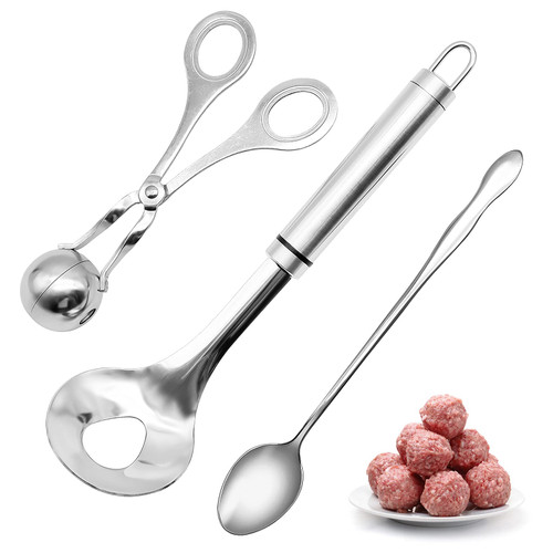 3 PCS Meatball Spoon Set, Meatball Scoop Ball Maker, Stainless Steel Meatball Making Tool for Fish, Chicken, Beef