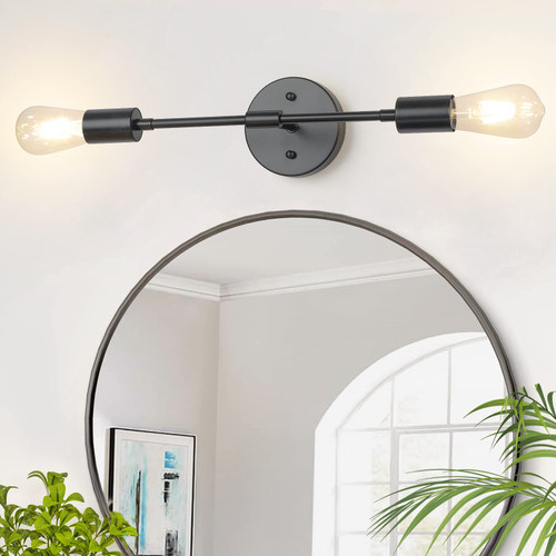 2-Light Black Vanity Light for Bathroom, Vanity Light Fixtures Wall Sconces Lighting Mid Century Industrial Wall Lamp Vintage Indoor Wall Light for Mirror Bedside Hallway Bedroom, Bulb Not Included 2-Light Black Vanity Light for Bathroom, Vanity Light Fixtures Wall Sconces Lighting Mid Century Industrial Wall Lamp Vintage Indoor Wall Light for Mirror Bedside Hallway Bedroom, Bulb Not Included