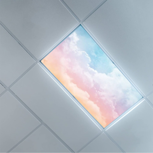 Lorougei Fluorescent Light Covers for Classroom Office - Light Filters Ceiling LED Ceiling Light Covers - 2ft x 4ft Drop Ceiling Fluorescent Decorative - Color Cloud Rainbow Pattern