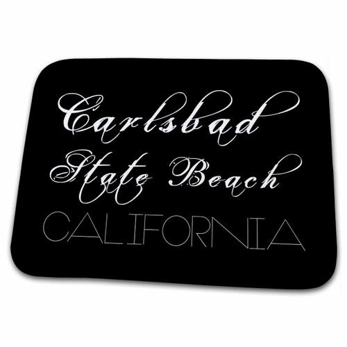 3dRose Carlsbad State Beach, California. Elegant white text on... - Dish Drying Mats (ddm-288383-1)