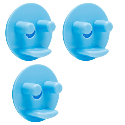 3 Pcs Scrub Sponge Holder, Smile Round Sponge Holder with Suction Cup Mount, Kitchen Sink Holder for Scrub Daddy, Sponge Organizer for Kitchen Bathroom Sink, Blue