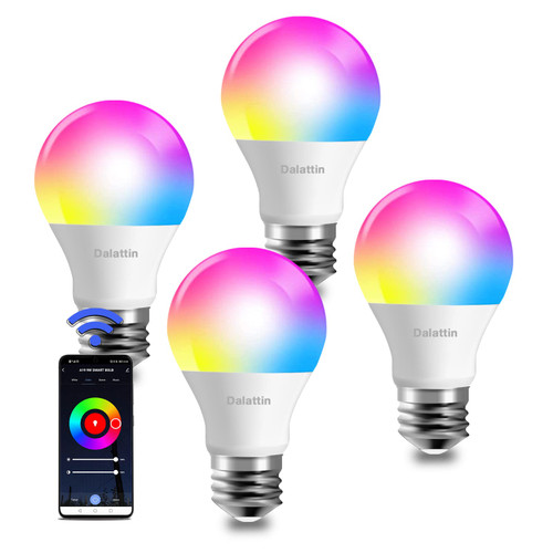 dalattin Tuya Smart Led Bulb,RGBWW WiFi Light Bulbs,Color Changing Light Bulb,Smart Light Bulbs That Work with Alexa&Google Assistant,A19 E26 RGB Alexa Light Bulb,9W(60W Equivalent) 800 Lumen,4Pack