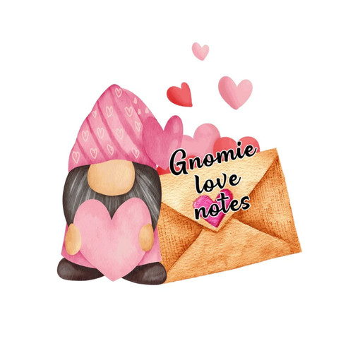 Valentine's Day Gnomie Love Notes Outdoors Home Decorations Wall Art Decal Watercolor Holiday Romantic Reusable Wall Stickers for School Living Room Family Tumblers Vinyl 18in