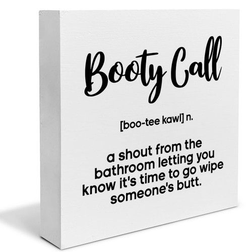 Funny Kids Bathroom Sign Bathroom Definition Wooden Box Sign Home Bathroom Decor for Desk Table Shelf 5 x 5 Inches