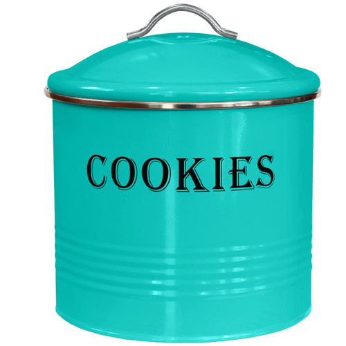 Blue Donuts Vintage Cookie Jar - Cookie Jars for Kitchen Counter, Airtight Jar Cookie Containers, Turquoise Cookie Tin, Cookie Tins with Lids for Gift Giving, Large Cookie Jar