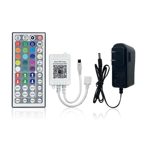 FONEWE 44 Key RGB LED Strip Lights IR Remote Control, Remote Receiver RGB LED Light Strip, 24V Power Adapter for LED Lights