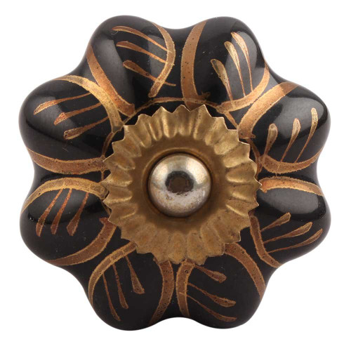 Indian Shelf 4 Pack Drawer Knobs Kids|Leaf Pumpkin Dresser Knobs for Girls|Dresser Pulls & Knobs Vintage Black|Draw Pulls for Kitchen Cabinets Ceramic|Cupboard Door Knobs|Kitchen Cabinets Knobs