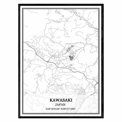 TANOKCRS Kawasaki Japan Map Wall Art Canvas Print Poster Artwork Unframed Modern Black and White Map Souvenir Gift Home Decor TANOKCRS Kawasaki Japan Map Wall Art Canvas Print Poster Artwork Unframed Modern Black and White Map Souvenir Gift Home Decor