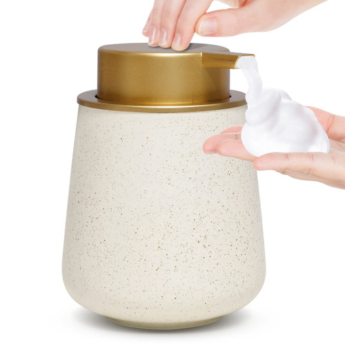 Foaming Soap Dispenser - 12 Oz Ceramic Soap Dispenser with Pump, Liquid Hand soap Dispenser for Bathroom & Kitchen, Refillable Lotion Dispenser