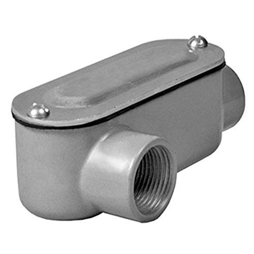 TayMac RLR100 Threaded LR Type Conduit Body, Die Cast Aluminum, Stamped Steel Cover, 1-Inch,Gray