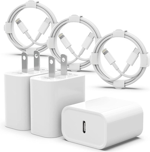 iPhone Charger [Apple MFi Certified] 3 Pack 20W PD Type C Wall Charger Block with 3 Pack 6FT USB C to Lightning Cable Fast Charging Adapter for iPhone 14 13 12 11 Pro Max XR XS X 8, iPad, AirPods Pro