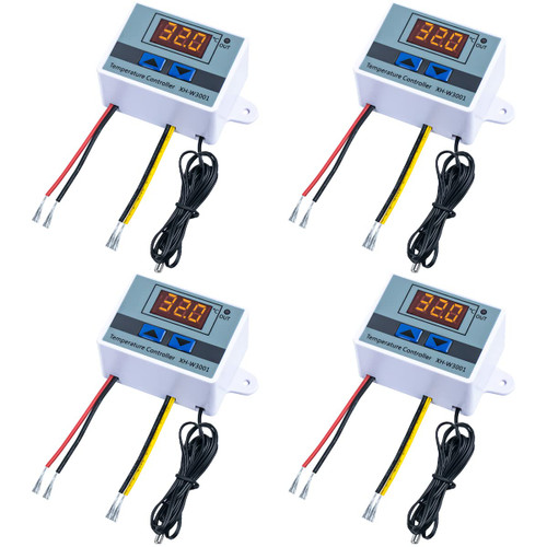 4 PCS XH-W3001 Thermostat Switch Digital LED Temperature Controller with Waterproof Probe Heating Cooling Electronic Programmable Thermostat DC12V 10A 120W Range from -50? to 110?