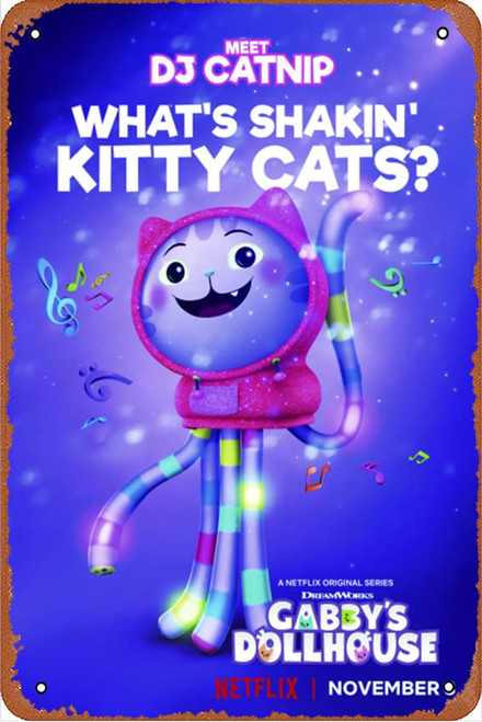 Shvieiart Gabby's Dollhouse TV Series Poster Metal Sign Tin Metal Retro Wall Decor for Home,Street,Gate,Bars,Club ,Restaurants,Cafes,Store Pubs Sign Gift 8 X 12 INCH Metal Sign