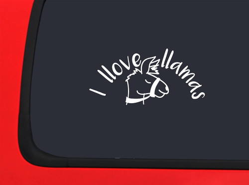 Car Sticker I Love Llamas Funny Animals Favorite Love Car Window Decal Sticker White 7 Inch