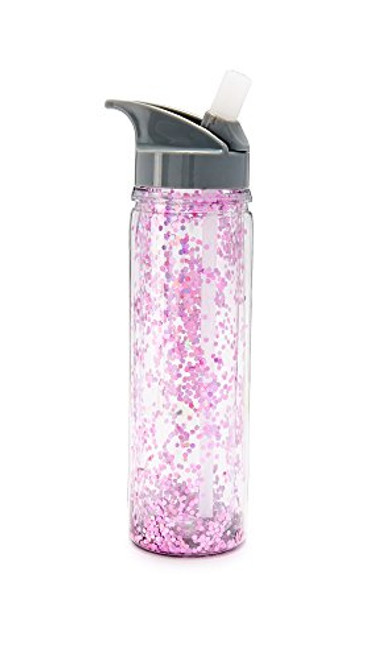 Slant Collections Women's Confetti Water Bottle, Pink Confetti, One Size