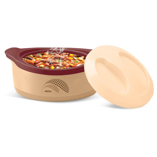 MILTON New Marvel 2500 Inner Steel Casserole, 2360 ml | 80 oz | 1.4 qt. Thermal Serving Bowl, Keeps Food Hot & Cold, Insulated Hot Pot Food Warmer/Cooler, BPA Free, Easy To Carry | Brown