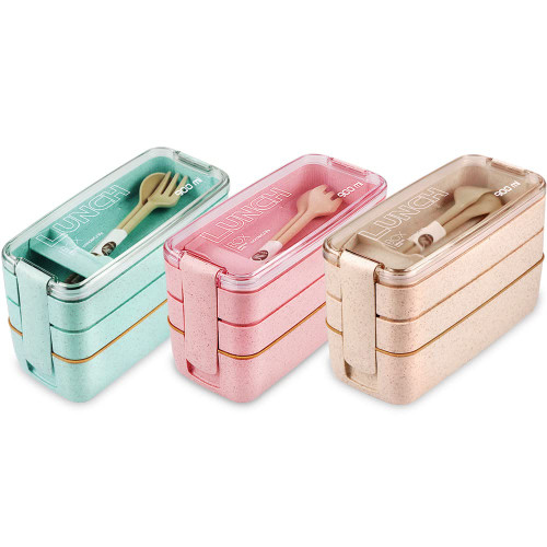 Iteryn Stackable Bento Box Lunch Box, Wheat Straw, 3-In-1 Compartment Japanese Lunch Containers Leakproof, Eco-Friendly Bento Lunch Box Meal Prep - 3 Pack Iteryn Stackable Bento Box Lunch Box, Wheat Straw, 3-In-1 Compartment Japanese Lunch Containers Leakproof, Eco-Friendly Bento Lunch Box Meal Prep - 3 Pack