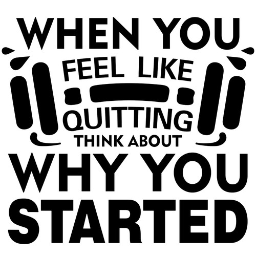 Motivational Wall Decals for Gym, Vinyl Wall Stickers - When You Feel Like Quitting Think About Why You Started, 27" x 24.8" Inspirational Quotes Wall Decor Sticker for Home Yoga Exercise Fitness