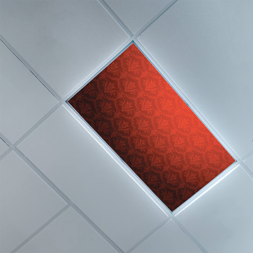 Lorougei Fluorescent Light Covers for Ceiling Light Diffuser Panels-Dark Red Pattern-Light Filters Ceiling LED Ceiling Light Covers-2ft x 4ft Drop Ceiling Fluorescent Decorative,Black Red