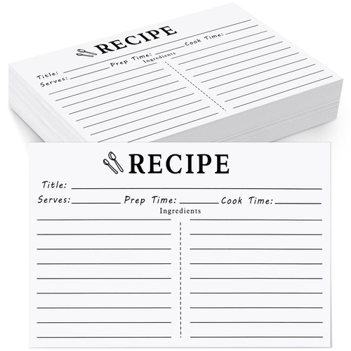 100 Count Recipe Cards, Recipe Cards 3x5 White, 3x5 Recipe Cards Double Sided, Blank Recipe Cards for Bridal Shower and Wedding