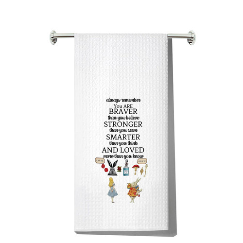 LEVLO Alice Movie Kitchen Towel Alice Fairy Tale Gift Alice You are Braver Stronger Smarter Than You Think Dish Towel Waffle Weave Alice Kitchen Decor (Alice Towel) LEVLO Alice Movie Kitchen Towel Alice Fairy Tale Gift Alice You are Braver Stronger Smarter Than You Think Dish Towel Waffle Weave Alice Kitchen Decor (Alice Towel)