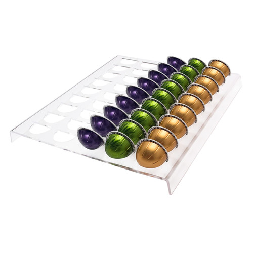 Urcreeds Coffee Pod Holder Compatible With Nespresso Vertuo Capsules(45 Slots),Acrylic VertuoLine Pods Drawer Storage for Kitchen, Home, Office - Clear