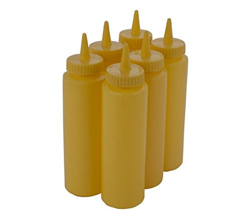 Alegacy 6-Pack Squeeze Mustard Bottles, 12-Ounce, Yellow