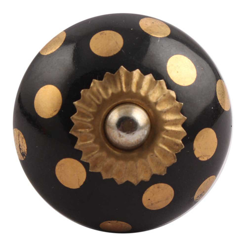 Indian Shelf 2 Pieces Drawer and Cabinet Pulls | Dot Farmhouse Kitchen Knobs | Kitchen Cabinet Knobs Black | Knobs for Dresser Drawers Vintage Ceramic | Knobs for Dressers | Drawer Pulls Knobs