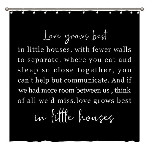 Rimego Shower Curtains with Quotes Love Grows Best Waterproof Shower Curtain for Bathtub Home Bathroom, 12 Hooks, 72" X 72"
