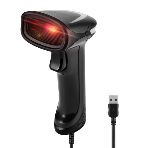 JRHC 2D QR Barcode Scanner Handheld PDF417 Data Matrix 1D Bar Code Scanner Wired Barcode Reader with USB Cable for Mobile Payment, Convenience Store, Supermarket, Warehouse