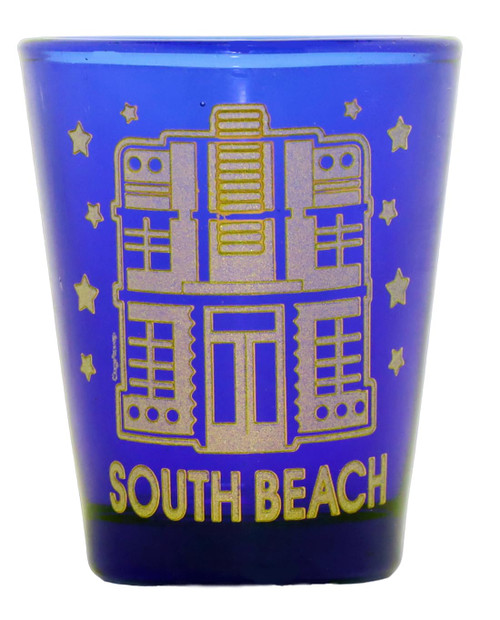 South Beach Miami Florida Metallic Blue Shot Glass