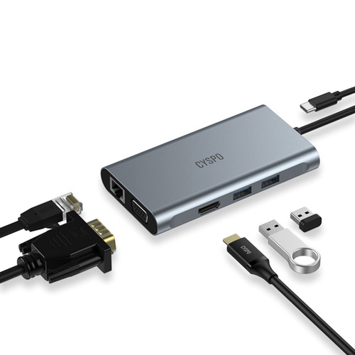USB C Hub, USB C Laptop Docking Station Dual Monitor, 6 in 1 USB C Dock with HDMI 4K, VGA,2 USB Port 3.0, 100W PD Charger, Gigabit Ethernet, USB C Dongle Compatible with MacBook/Dell/HP/Lenovo Laptops