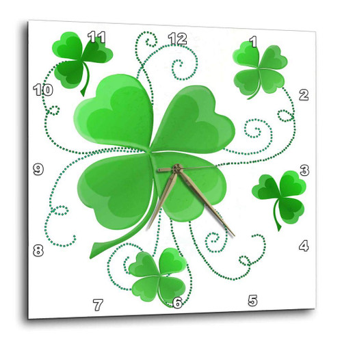 3dRose This Design is of Some Lucky Shamrocks Just in Time for St Patricks Day - Wall Clock, 10 by 10-Inch (DPP_11678_1)