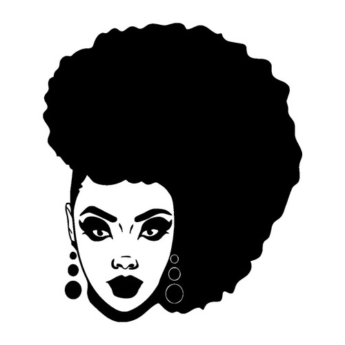 Wall Sticker-Afro Black Lady Hairstyle-Vinyl Decal-Beauty Salon Woman Hair-Barbershop Beauty Studio Wall Decor Decals-Custom Color Stickers-BG00-04-62d-11x12.7 in