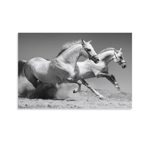 Horse Racing Art Black and White Poster Wall Art Paintings Canvas Wall Decor Home Decor Living Room Decor Aesthetic 08x12inch(20x30cm) Unframe-Style