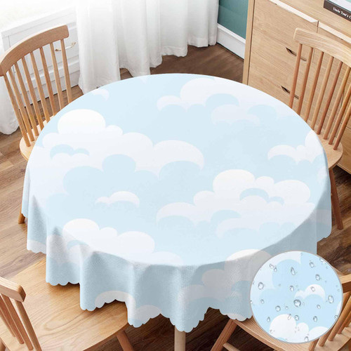 Yibeas Sky and Clouds Round Tablecloth 60 inch Table Cloth Japanese Painting Elements Tablecloths for Round Tables Small Round Tablecloth Table Cover for Outdoor