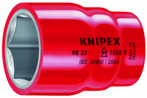 KNIPEX Hex Socket, 3/8" Drive-1000V Insulated, 13 mm