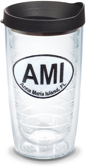 Tervis Florida-Anna Maria Island Insulated Tumbler with Emblem and Black Lid, 16oz, Clear