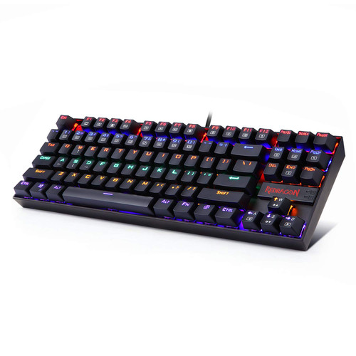 Redragon K552 Mechanical Gaming Keyboard Rainbow LED Backlit Wired with Anti-Dust Proof Switches for Windows PC (Black, 87 Keys Brown Switches)