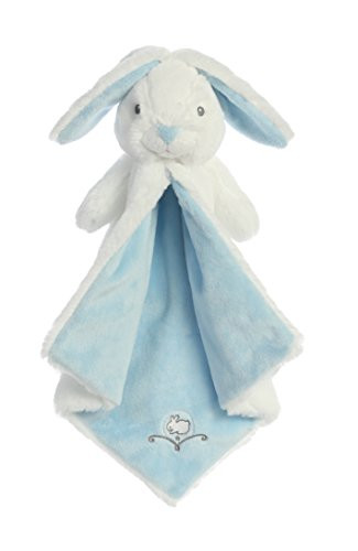 Aurora World Baby Quizzies Bun Bunny Luvster Blanket Blue Plush Toy, Blue