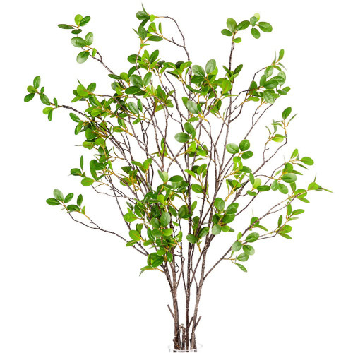 BohoSM 3 Pack Artificial Greenery Stems Branches for Vase Fake Stems Faux Green Stems Artificial Ficus Stems Faux Stems(45"/Branches) (Green)