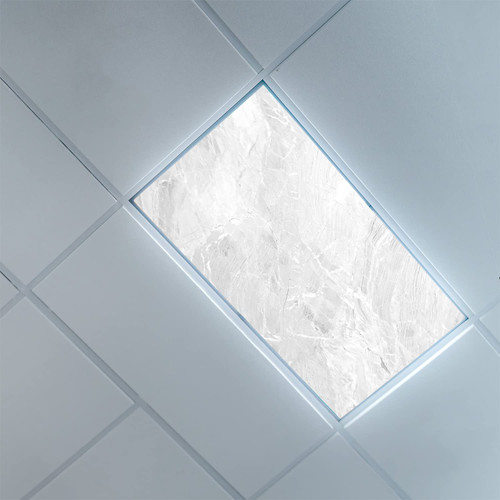 Lorougei Fluorescent Light Covers for Classroom Office-Marble Pattern-Light Filters Ceiling LED Ceiling Light Covers-2ft x 4ft Drop Ceiling Fluorescent Decorative,Pearl Pale Grey