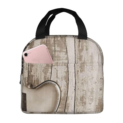 Guitar Pictures Printed Lunch Bag For Women Reusable Insulated Lunch Tote Bag Lunch Box Lunch Cooler Tote Box