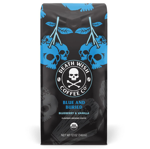 Death Wish Coffee Blue and Buried, Fair Trade, Ground Blueberry Coffee, 12 oz Death Wish Coffee Blue and Buried, Fair Trade, Ground Blueberry Coffee, 12 oz