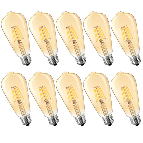 Dimmable Led Bulb, 6w LED Edison Bulb, 60w Equivalent, 6W Vintage LED Filament Light Bulb, St64 Led Bulb,2400-2700K (Amber Glow),e26 Medium Screw Base, Amber Glass Cover, 10 Pack Dimmable Led Bulb, 6w LED Edison Bulb, 60w Equivalent, 6W Vintage LED Filament Light Bulb, St64 Led Bulb,2400-2700K (Amber Glow),e26 Medium Screw Base, Amber Glass Cover, 10 Pack