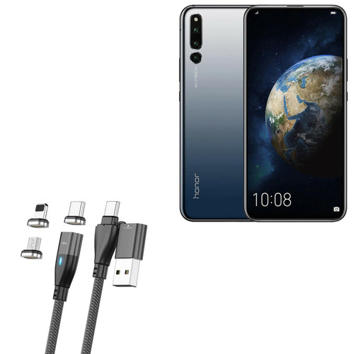 BoxWave Cable Compatible with Honor Magic 2 - MagnetoSnap PD AllCharge Cable (100W), Magnet PD 100W Charging Cable USB Type-C Micro USB for Honor Magic 2 - Jet Black